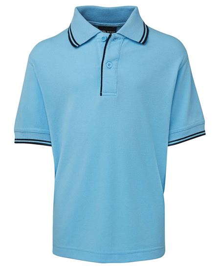 JB's KIDS CONTRAST POLO - Light Blue/Navy