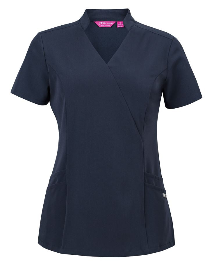 JB's LADIES NU MANDARIN COLLAR SCRUB TOP - Navy