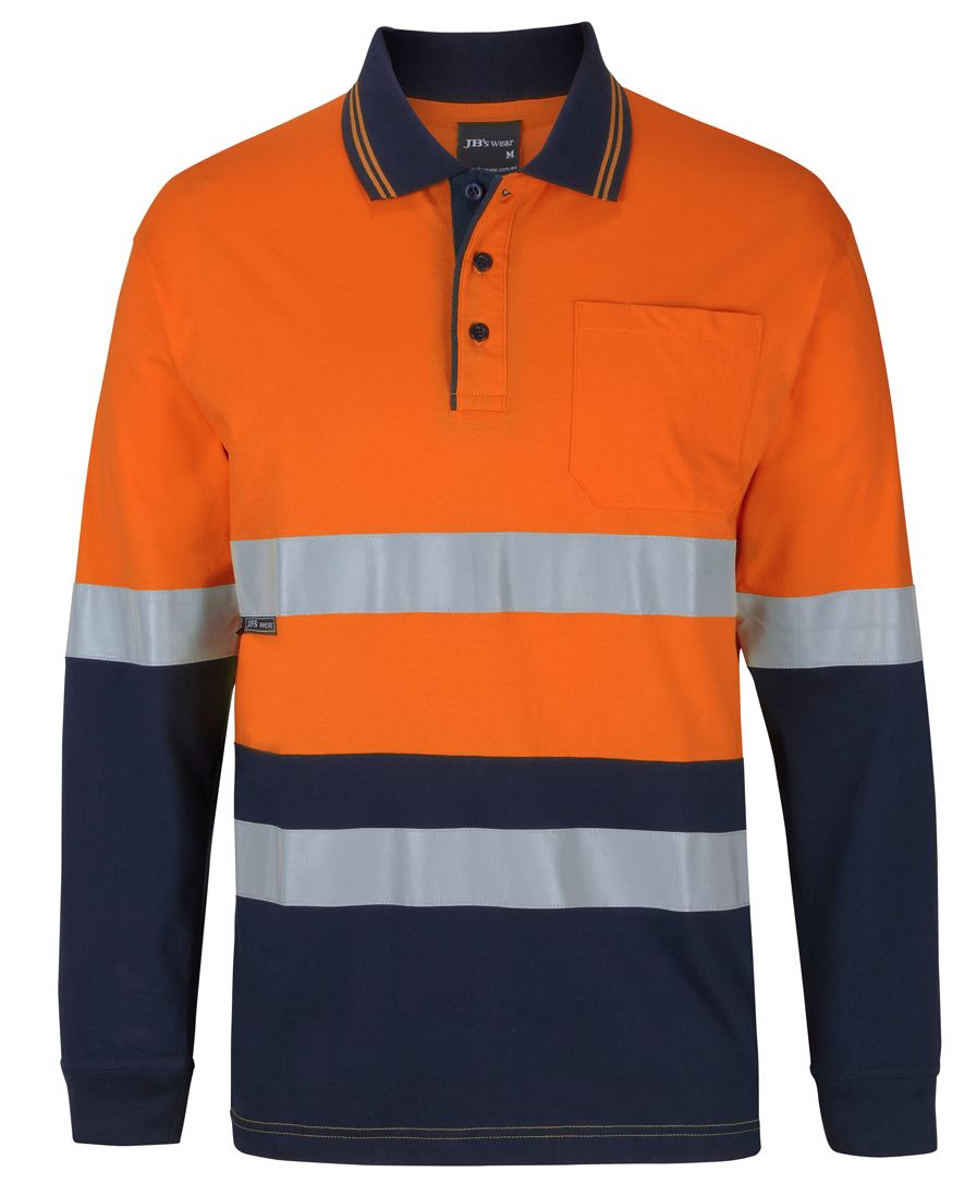 JB's HV (D+N) L/S COTTON POLO - Orange/Navy