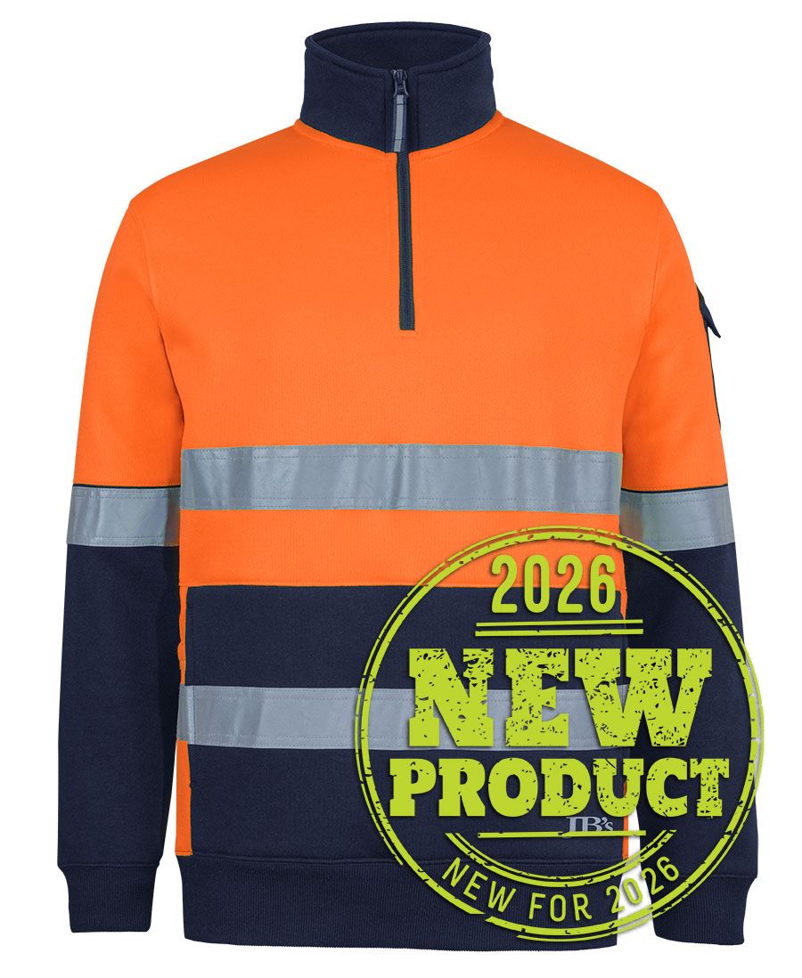 JB's 350G HV (D+N) 1/2 ZIP TRADE FLEECE - Orange/Navy