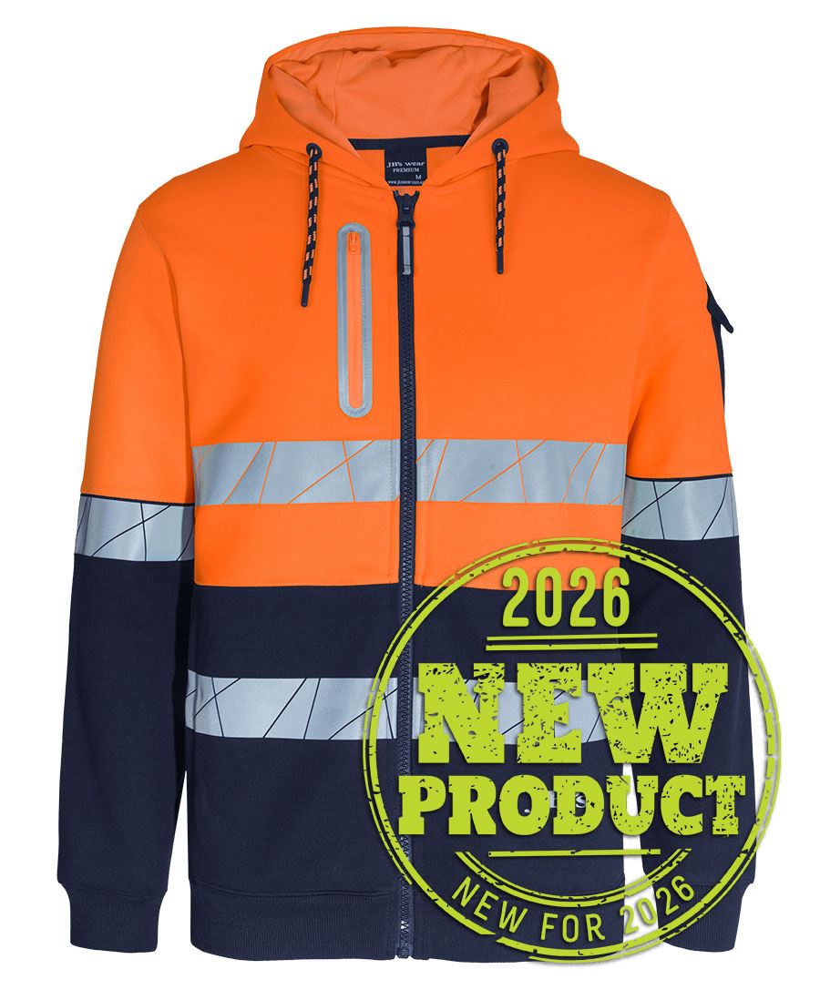JB's 450G HV FULL ZIP HOODIE WITH FRAG TAPE - Orange/Navy