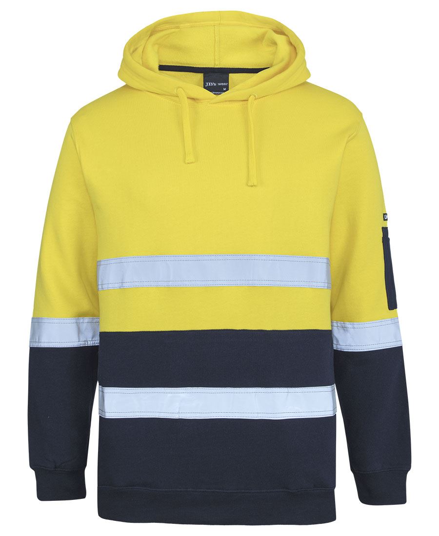 JB's HV D+N 310 COTTON PULLOVER FLEECE HOODIE - Yellow/Navy