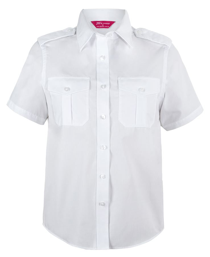 JB's LADIES S/S EPAULETTE SHIRT - White