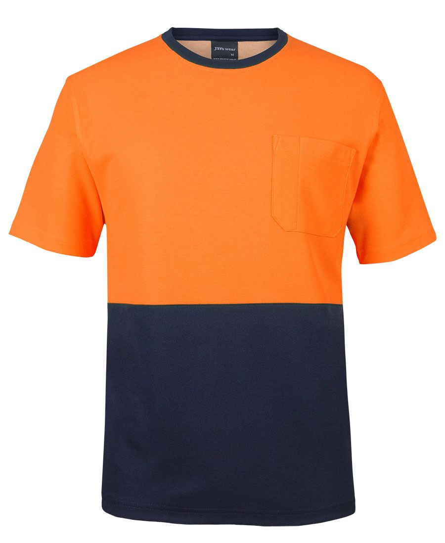 JB's HV COTTON BACK TEE - Orange/Navy