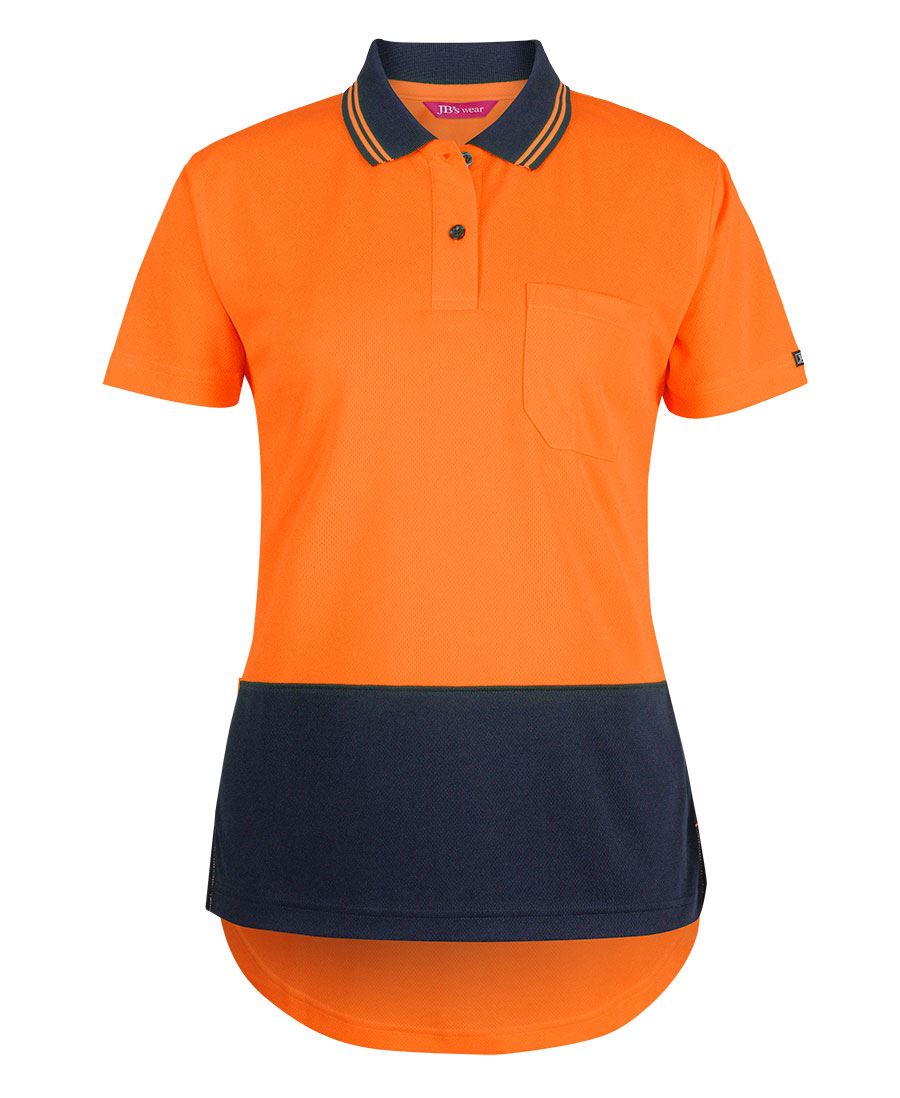 JB's LADIES HV S/S DROP TAIL POLO - Orange/Navy