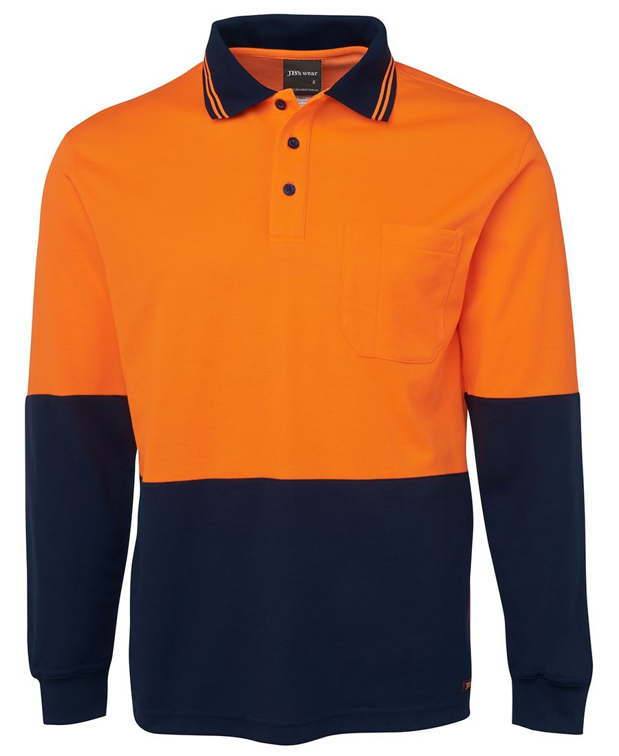 JB's HV L/S COTTON BACK POLO - Orange/Navy