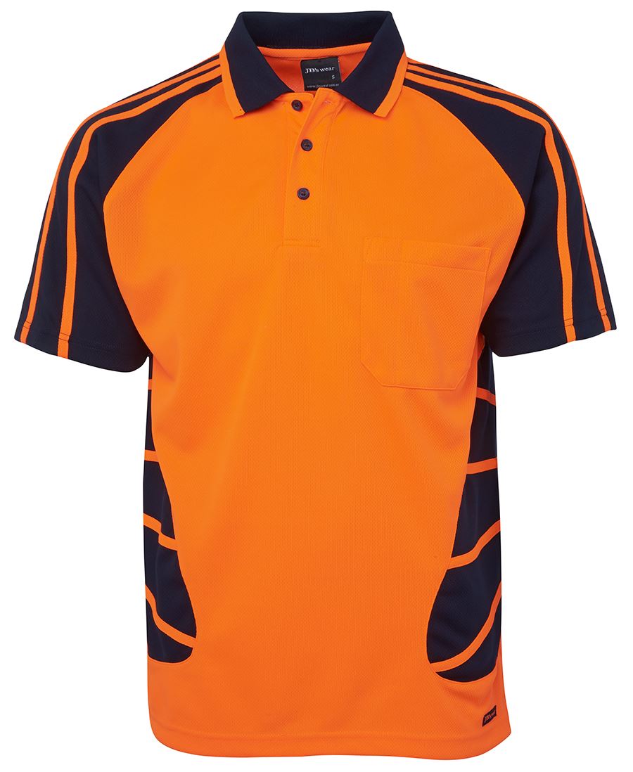 JB's HV S/S SPIDER POLO - Orange/Navy