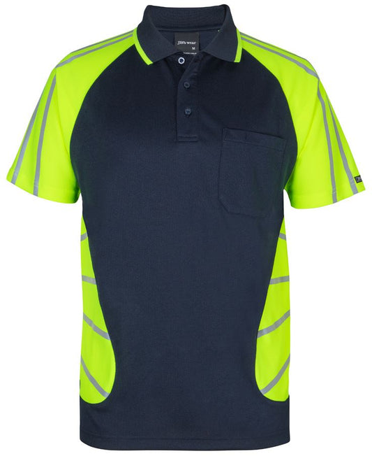 JB's STREET SPIDER POLO W/ REFLECTIVE STRIPE - Navy/Lime