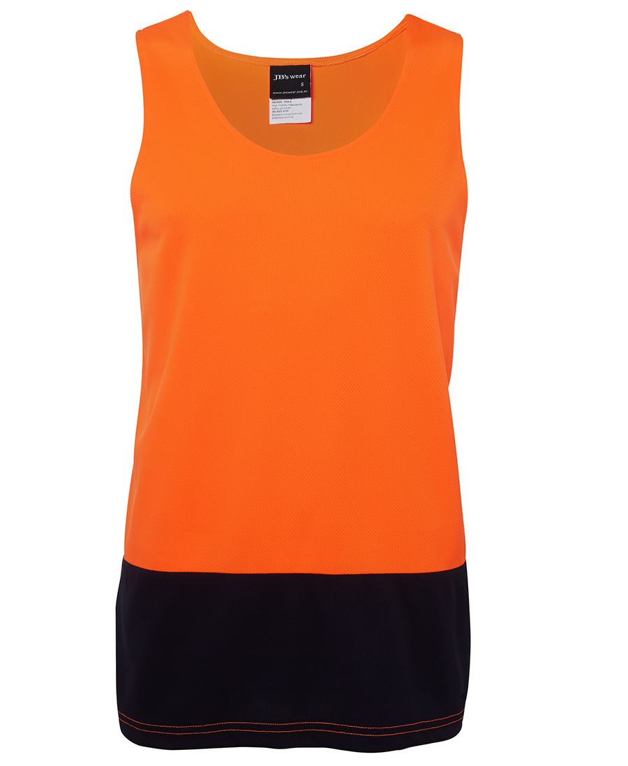 JB's HV TRAD SINGLET - Orange/Navy