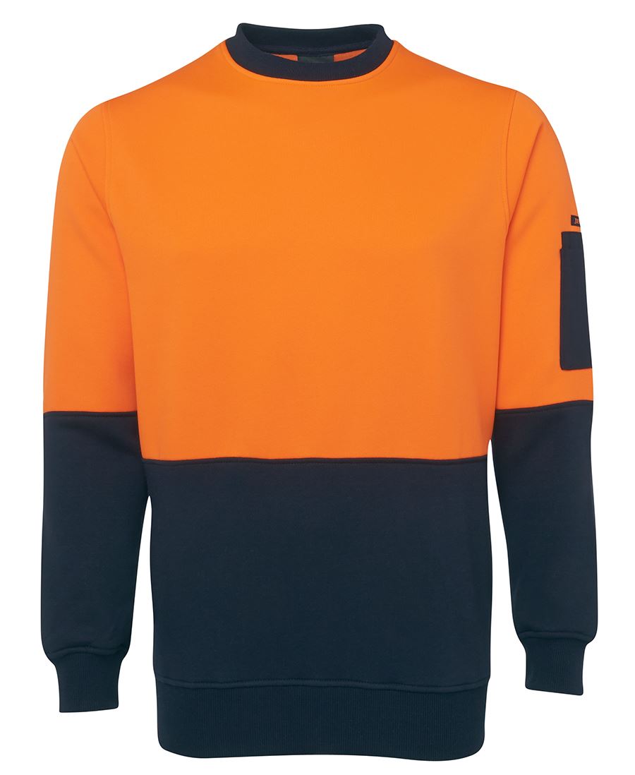 JB's HV FLEECY CREW - Orange/Navy