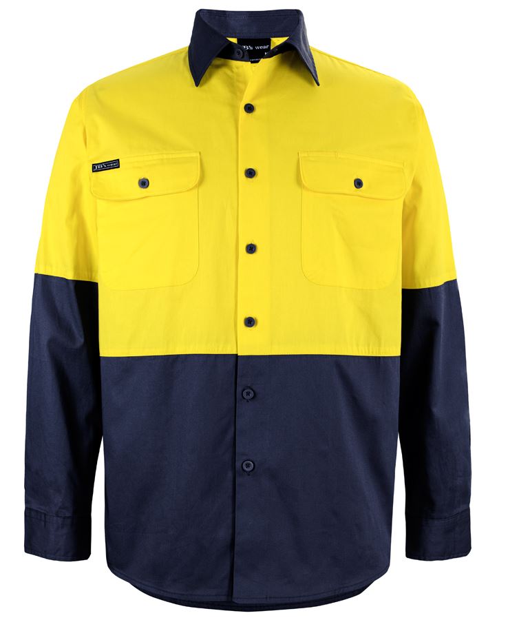 JB's HV L/S 150G SHIRT - Yellow/Navy