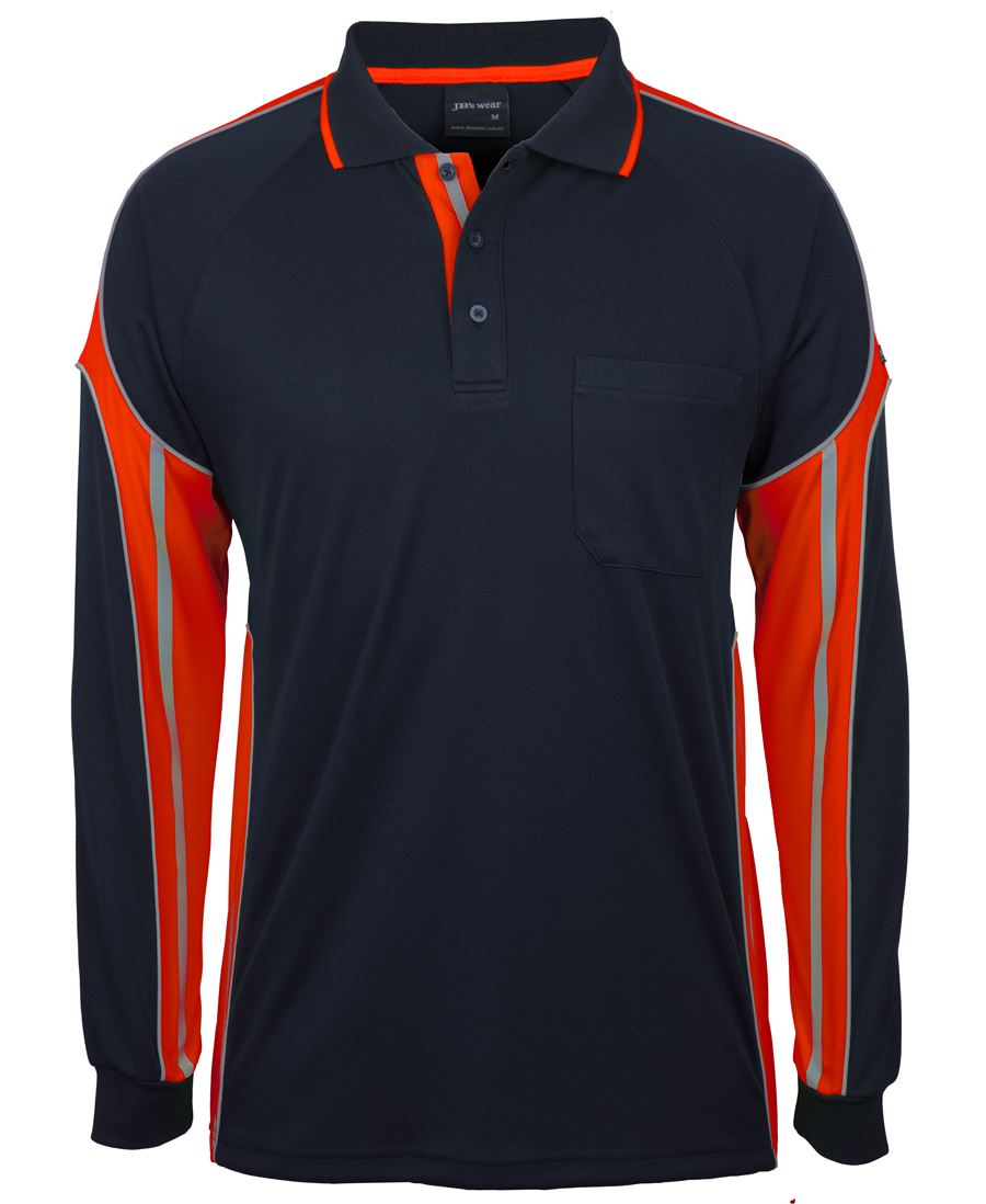JB's L/S STREET PANEL POLO - Navy/Orange