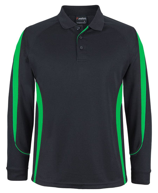 PDM L/S BELL POLO - Black/Pea Green
