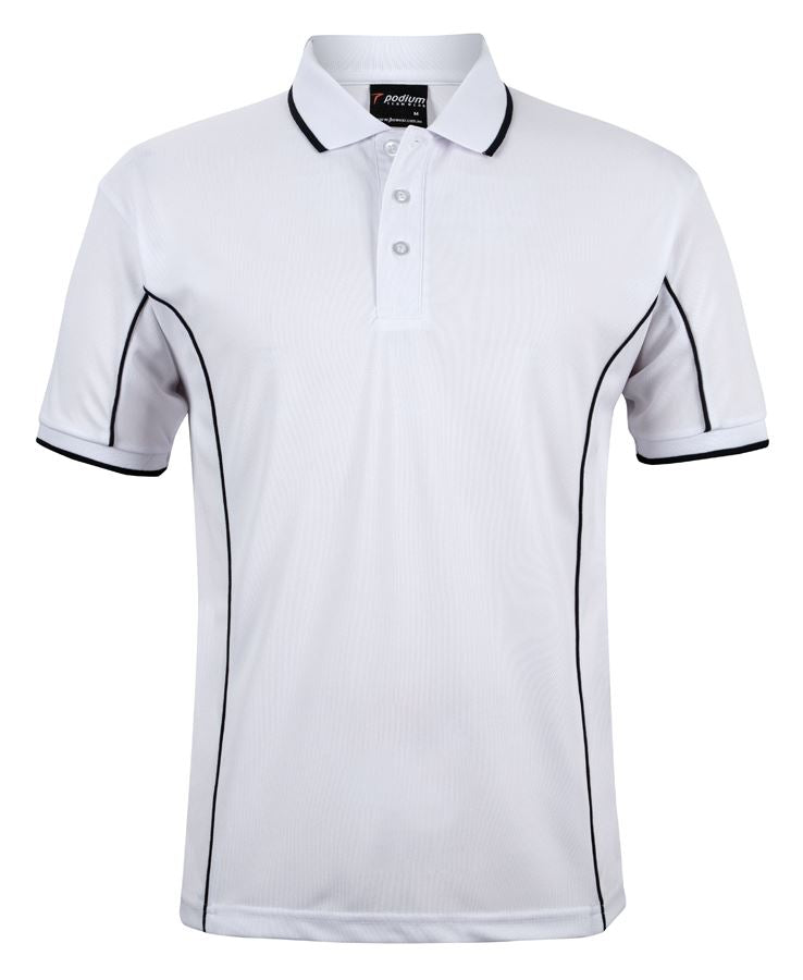 PODIUM S/S PIPING POLO - White/Navy