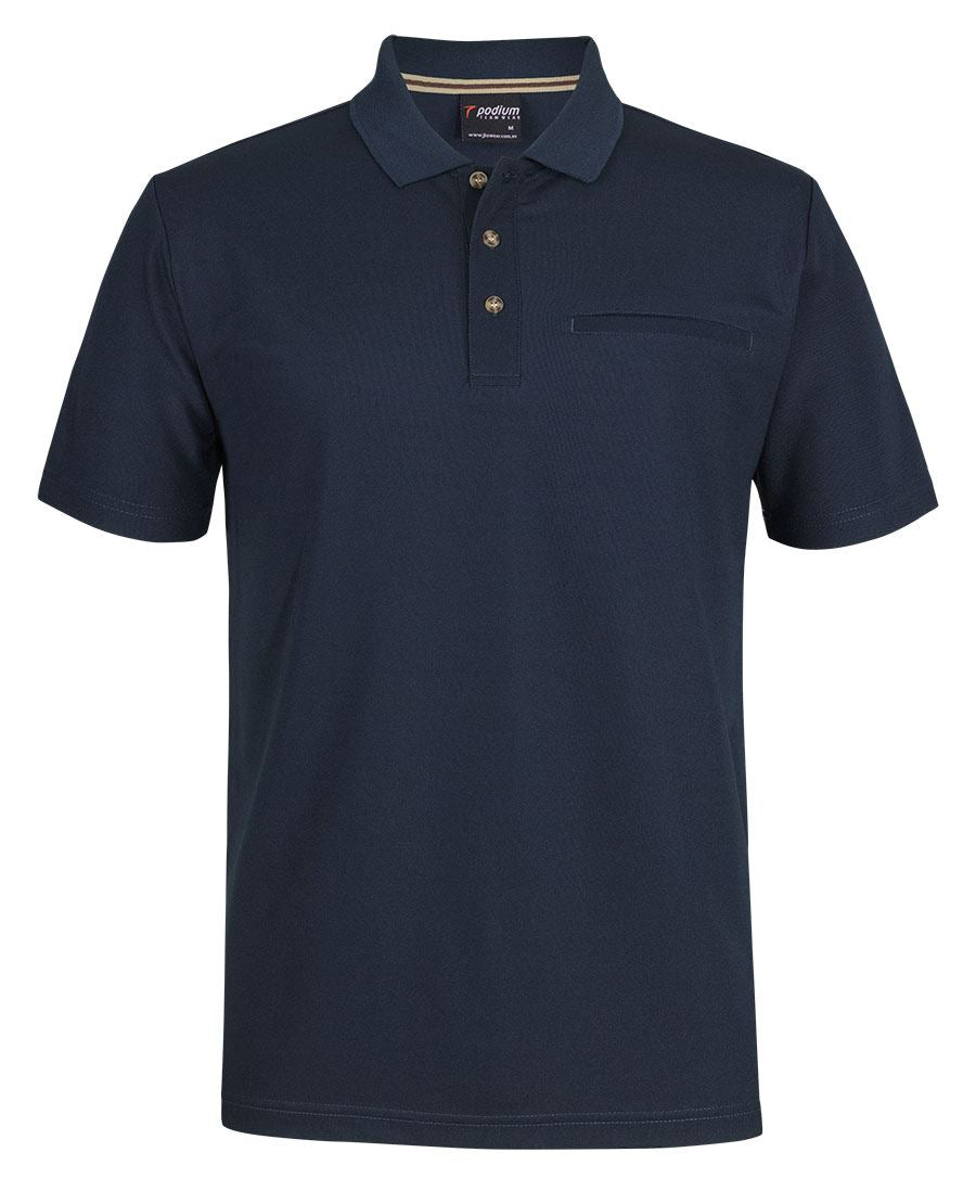PODIUM S/S RECYCLED POLYESTER POCKET POLO - Navy