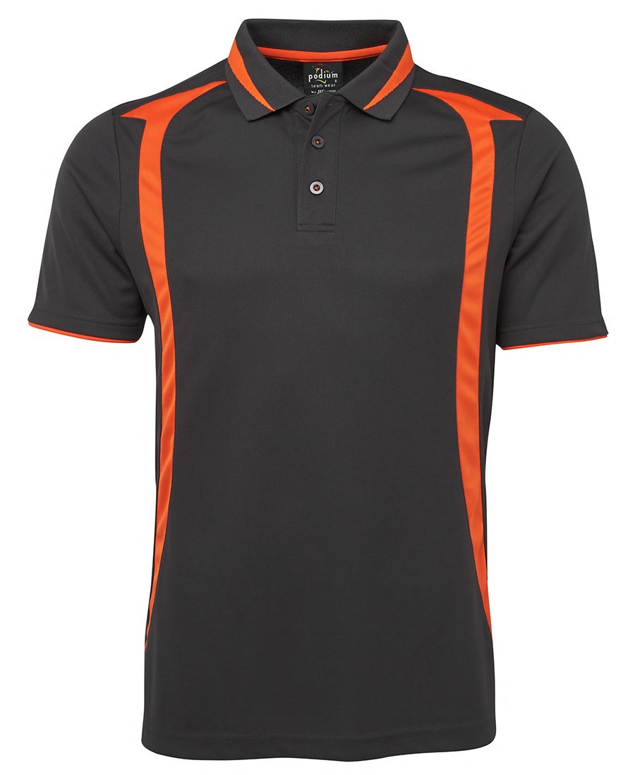 PODIUM SWIRL POLO - Charcoal/Orange