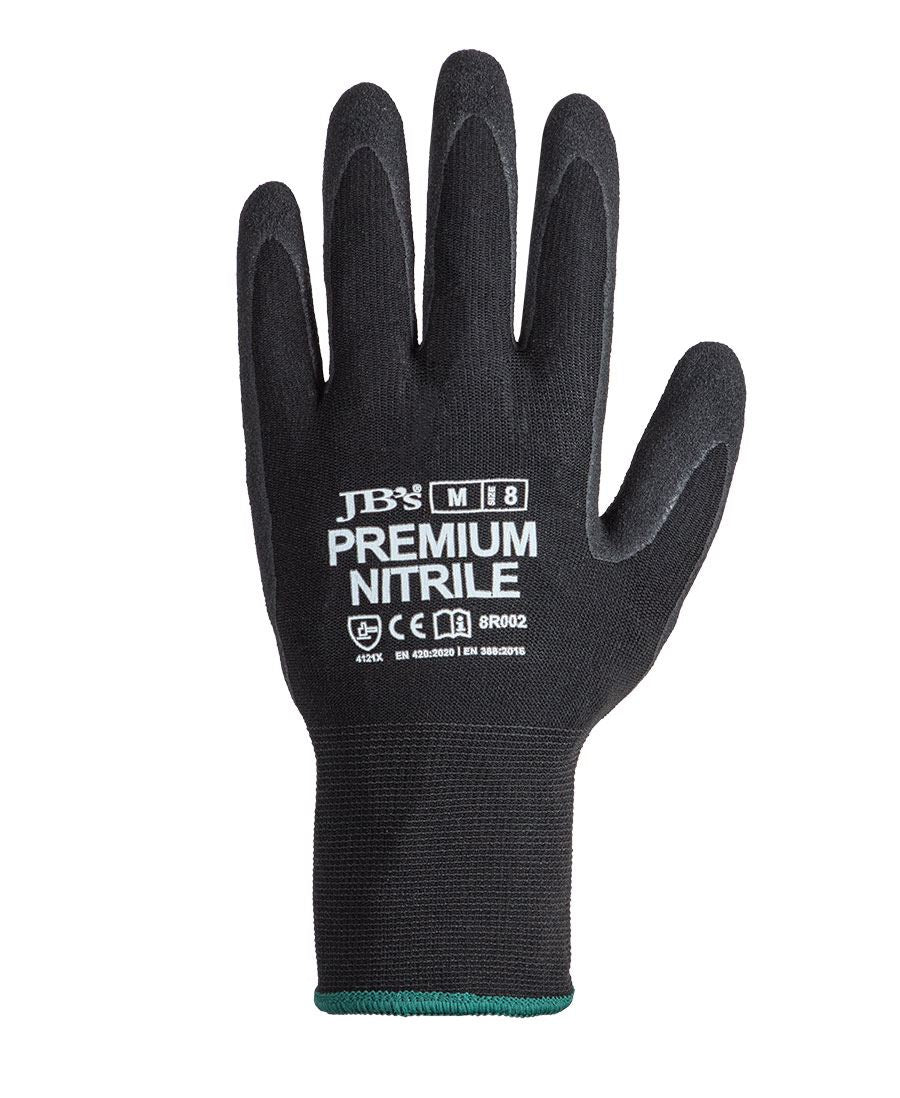 JB's PREMIUM BLACK NITRILE BRTHABLE GLOVE (12 PK) - Black