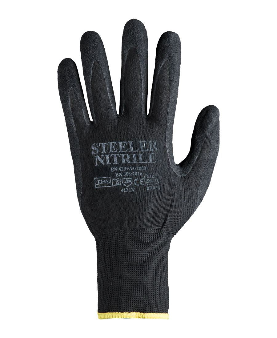 JB's STEELER SANDY NITRILE GLOVE (12PK) - Black/Black