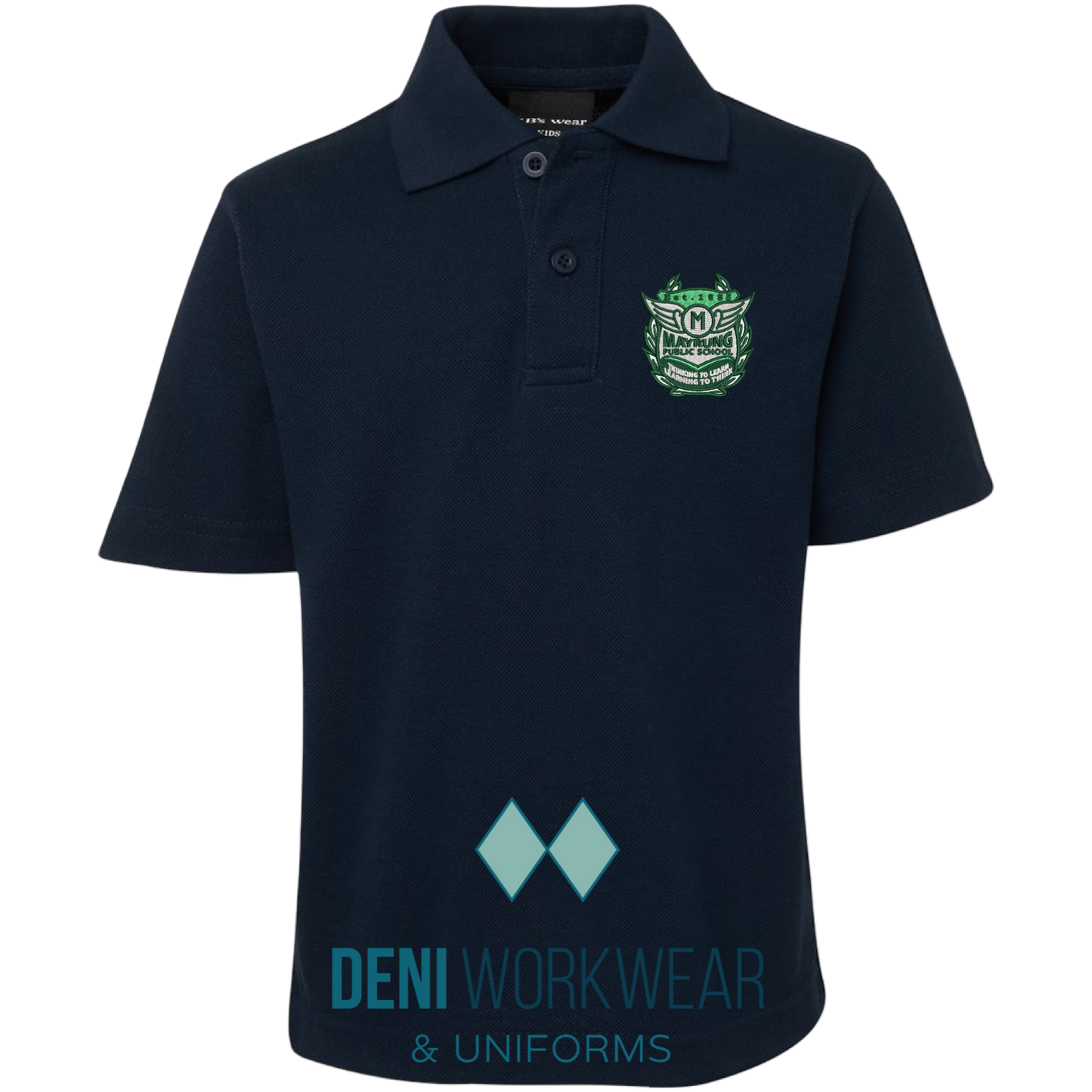 JB's Wear Kids Short Sleeve Polo 2KP - MAYRUNG PUBLIC SCHOOL - Navy EMBROIDERED