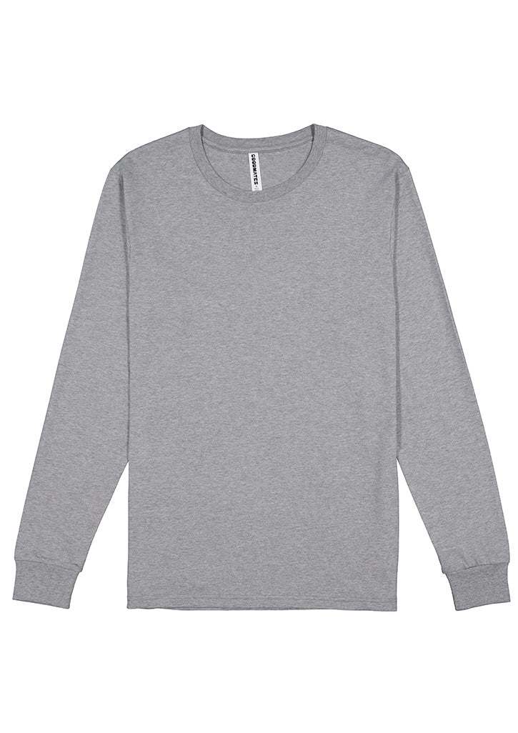 Basis Mens Long Sleeve Tee - Grey Marle (back)