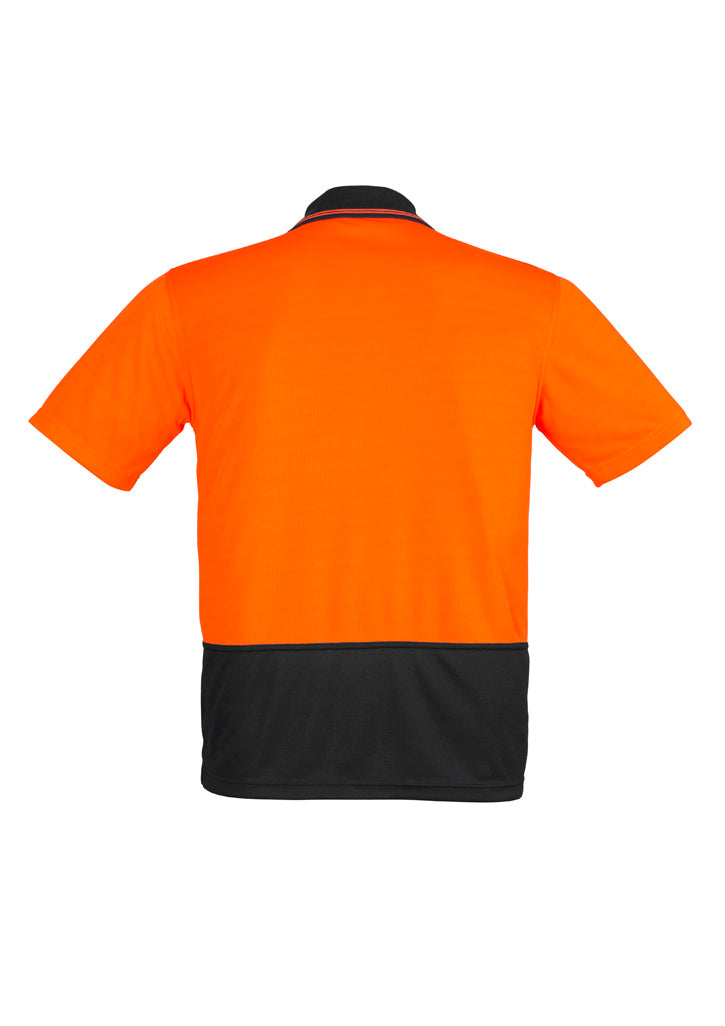Unisex Hi Vis Basic Short Sleeve Polo Orange/Black back