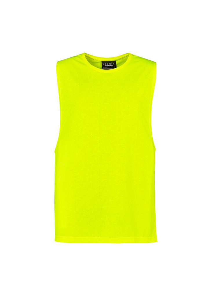 Mens Hi Vis Sleeveless Tee Yellow back