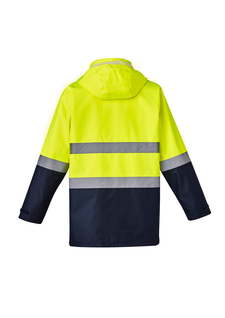 Mens Hi Vis Basic 4 In 1 Waterproof Jacket Yellow/Navy back
