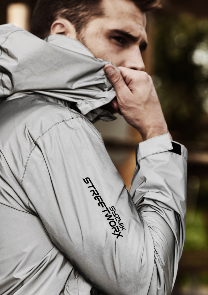Unisex Streetworx Reflective Waterproof Jacket Reflective Silver back