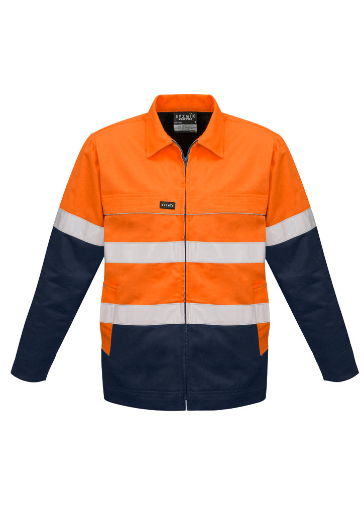 Mens Hi Vis Cotton Drill Jacket Orange/Navy back