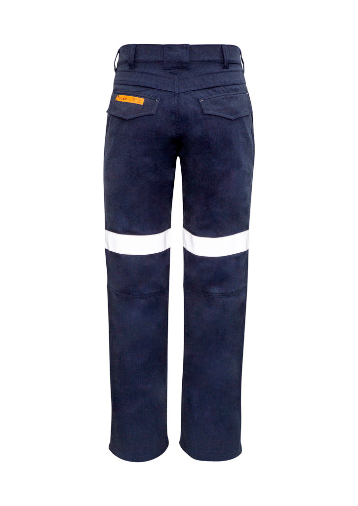 Mens Orange Flame Traditional Style Taped Work Pant Navy back