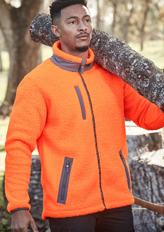 Unisex Streetworx Full Zip Sherpa Fleece Orange front