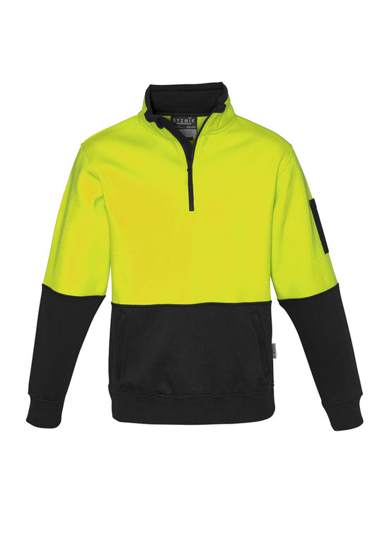 Unisex Hi Vis 1/2 Zip Pullover Yellow/Black front