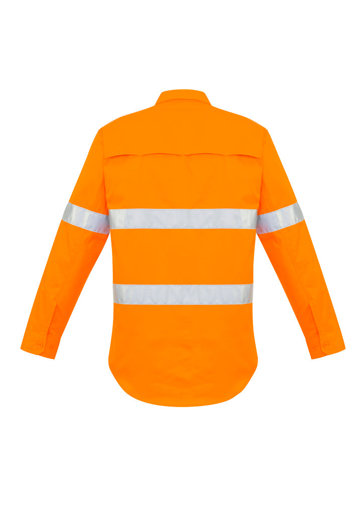 Mens Hi Vis Hoop Taped Long Sleeve Shirt Orange back