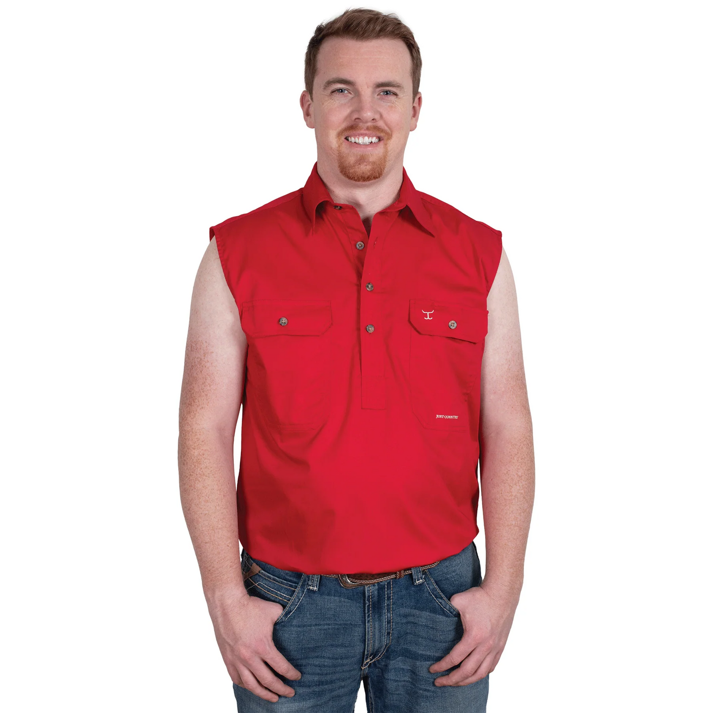 Jack - 1/2 Button Sleeveless - Blue Jewel