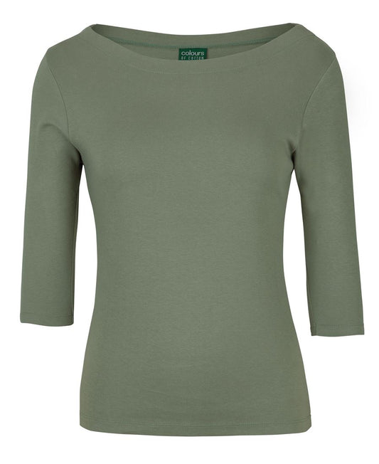 C of C LADIES 3/4 SLEEVE BOAT NECK TEE - Sage