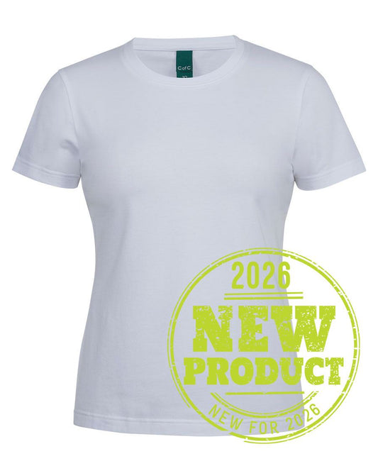 C of C LADIES COTTON S/S STRETCH TEE - White