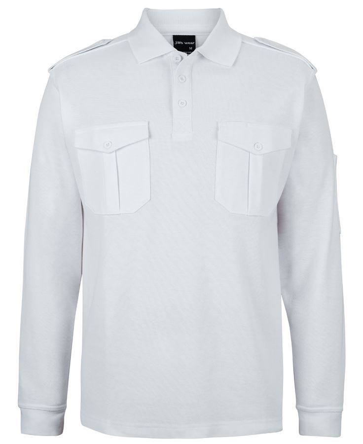 JB's L/S 250 EPAULETTE POLO - White