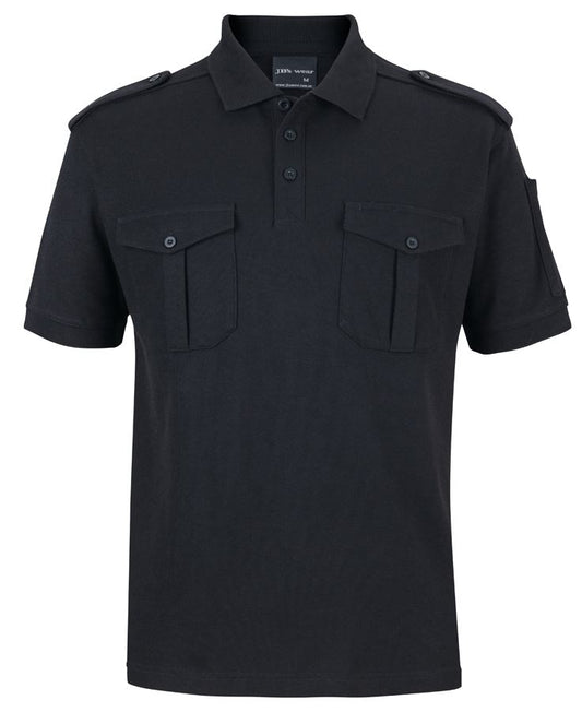 JB's S/S 250 EPAULETTE POLO - Black