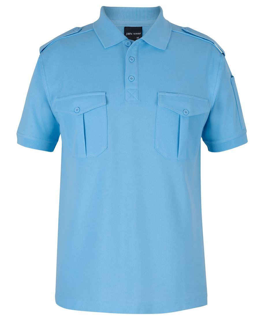 JB's S/S 250 EPAULETTE POLO - Light Blue