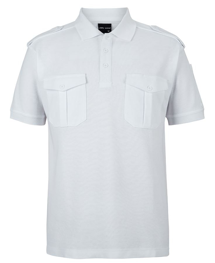JB's S/S 250 EPAULETTE POLO - White