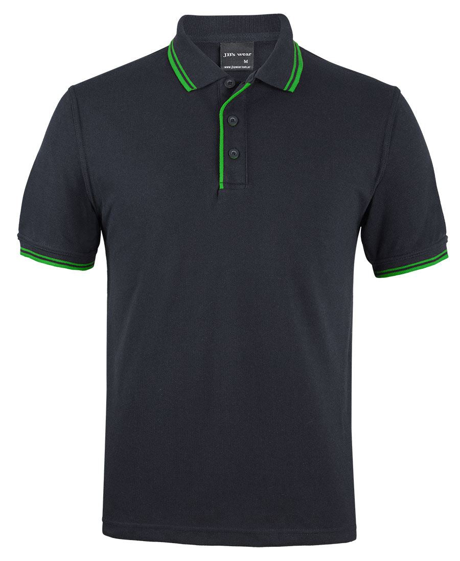JB's CONTRAST POLO - Black/Pea Green