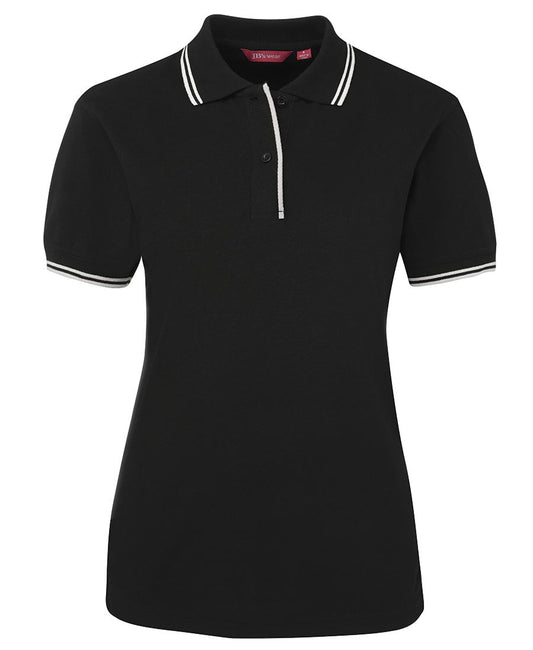 JB's LADIES CONTRAST POLO - Black/White