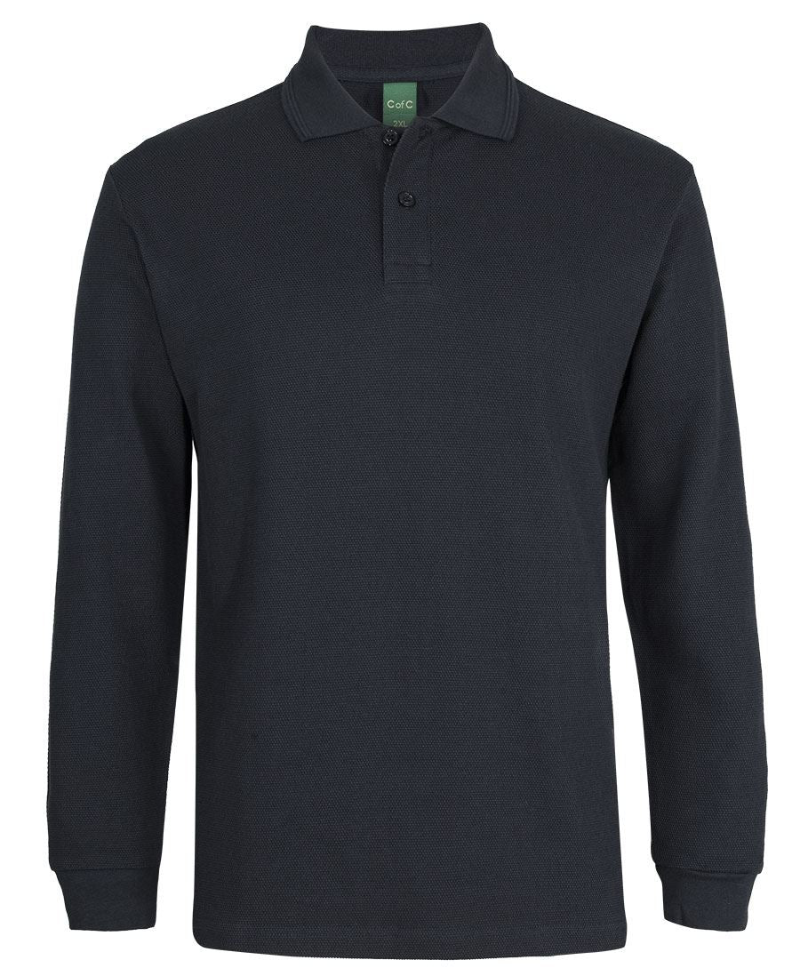 C of C L/S 320G POPCORN COTTON POLO - Black