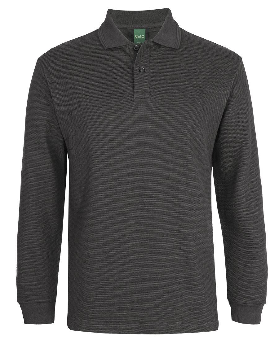 C of C L/S 320G POPCORN COTTON POLO - Gunmetal
