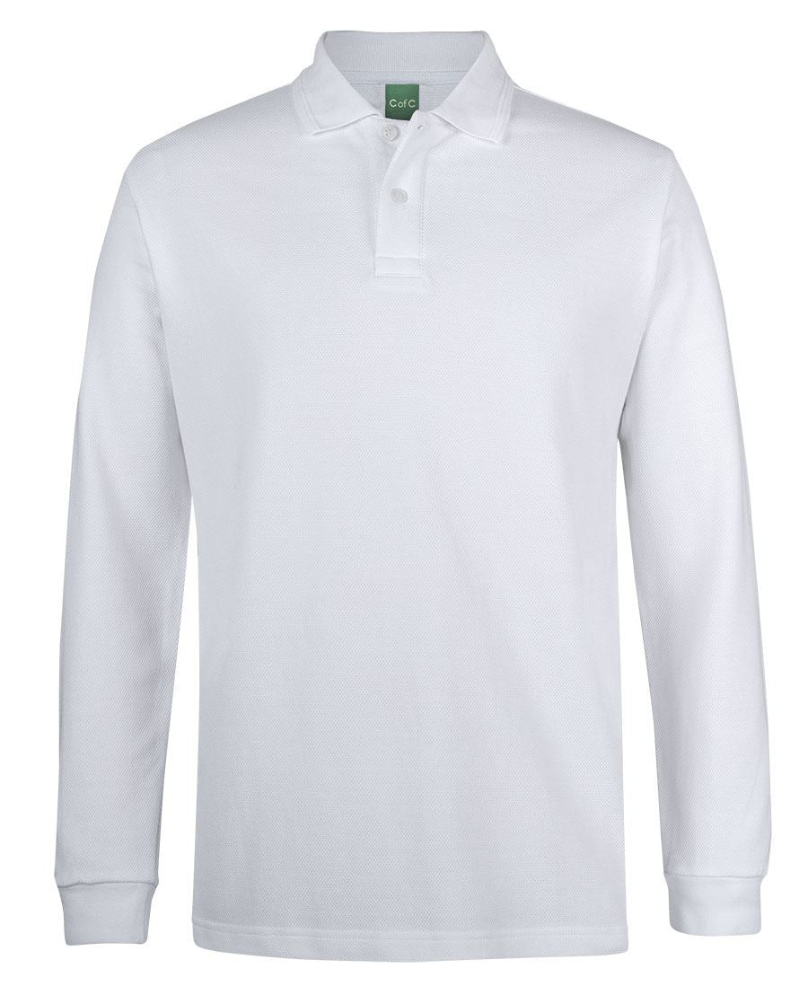 C of C L/S 320G POPCORN COTTON POLO - White
