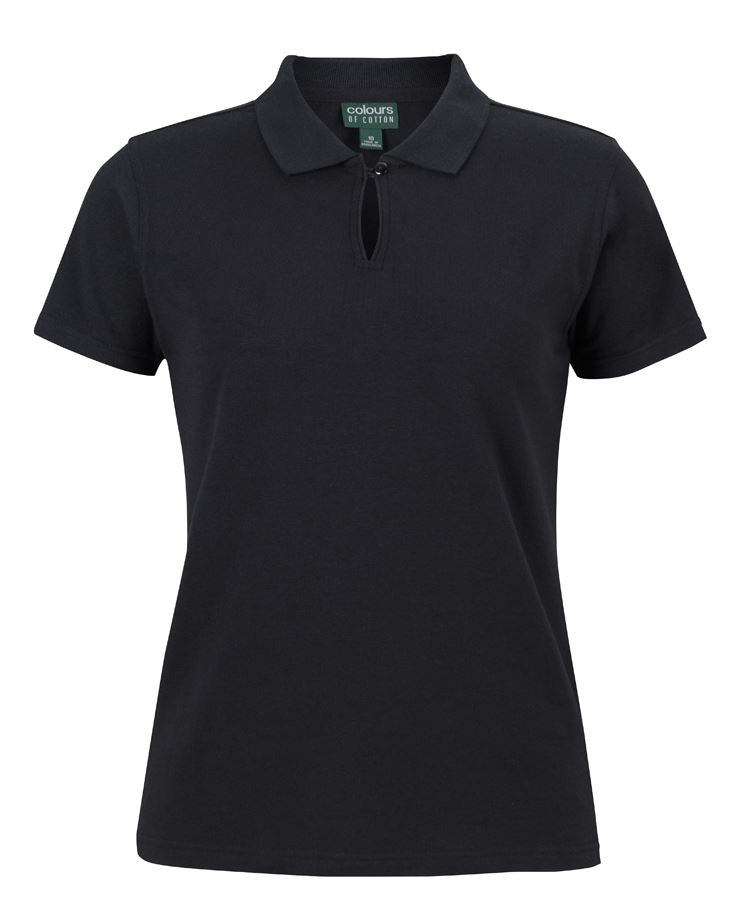 C of C LADIES COTTON S/S STRETCH POLO - Black
