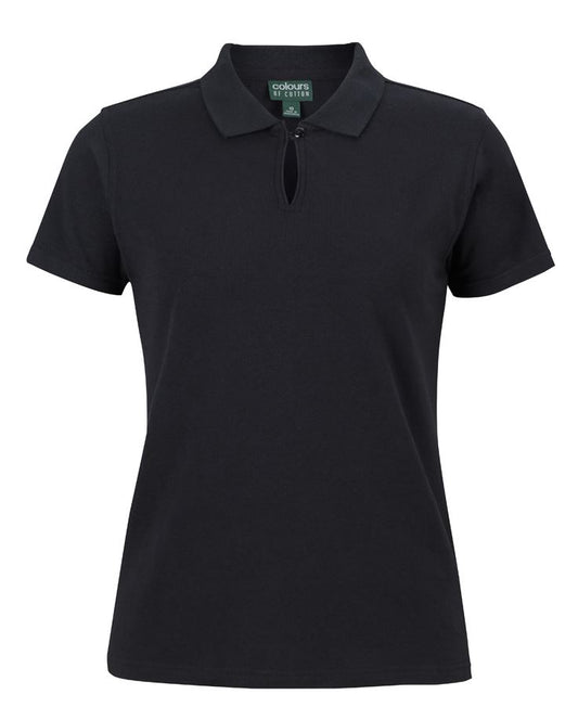 C of C LADIES COTTON S/S STRETCH POLO - Black