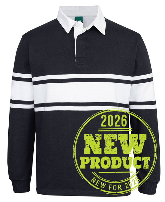 C of C 3 STRIPE YARN DYED RUGBY - Black/White