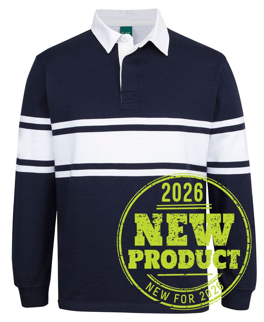 C of C 3 STRIPE YARN DYED RUGBY - Navy/White