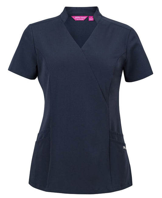 JB's LADIES NU MANDARIN COLLAR SCRUB TOP - Navy
